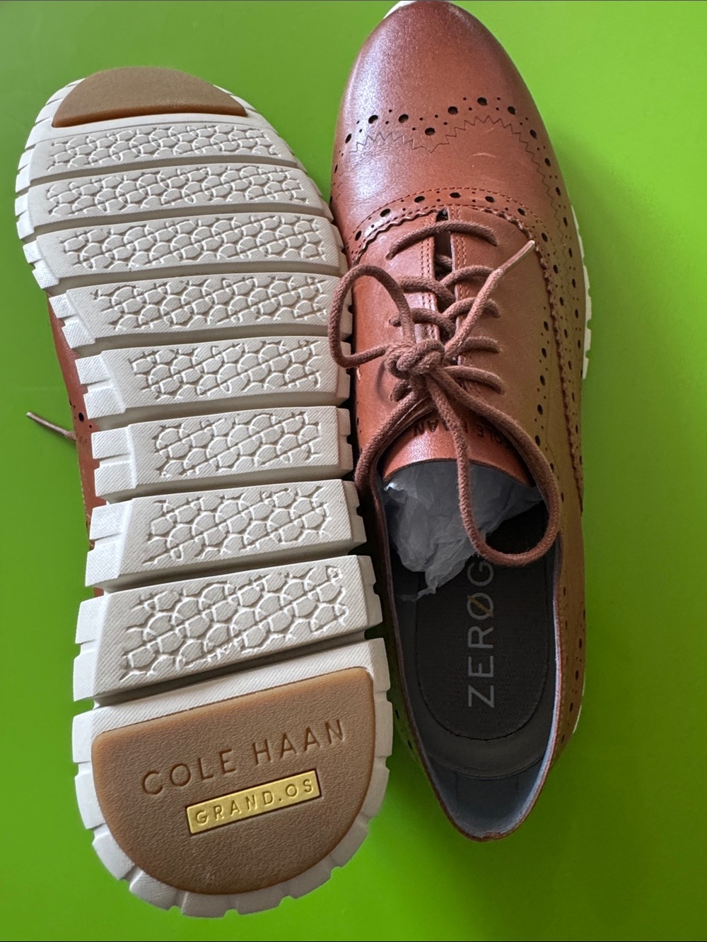 Cole Haan Women’s ZeroGrand lace up loafer w/White Sole.